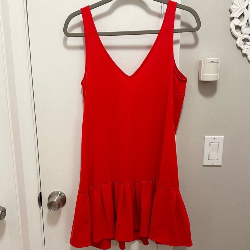 Amanda Uprichard Revolve Carrie Mini Dress Apple Red Sleeveless Ruffle Hem S - Picture 4 of 10